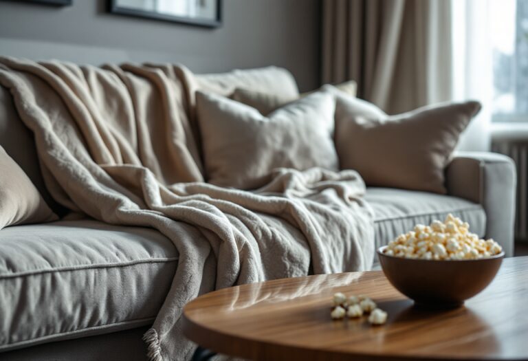 A couple enjoying a romantic comedy on a winter night