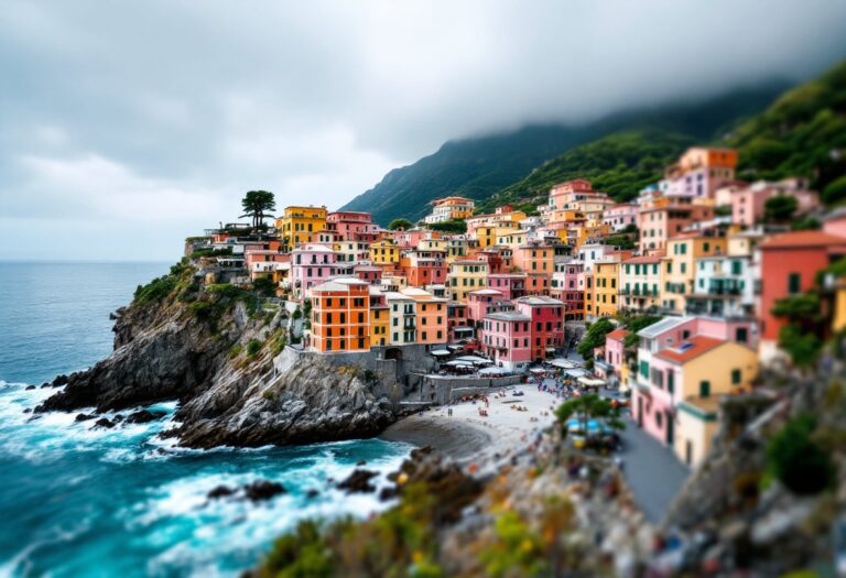 Romantic scene in Cinque Terre with stars above