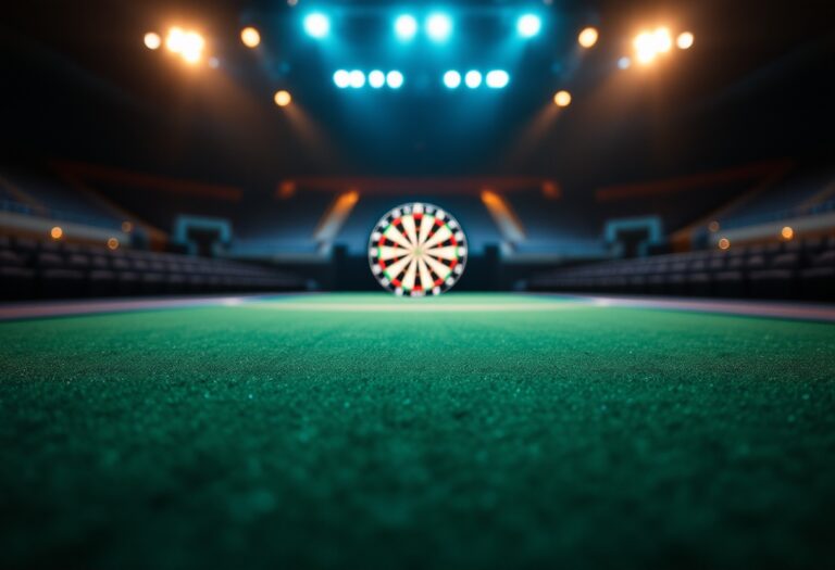 Luke Littler competing in a darts tournament
