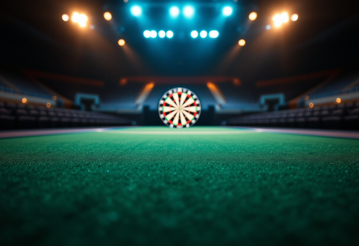 Luke Littler competing in a darts tournament